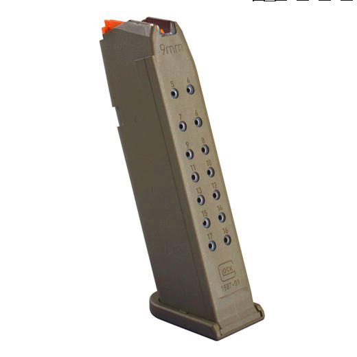 Glock Gen5 Factory Magazine G17 G17L G19 G19X G26 G34 9mm Luger - Flat Dark Earth 17/rd