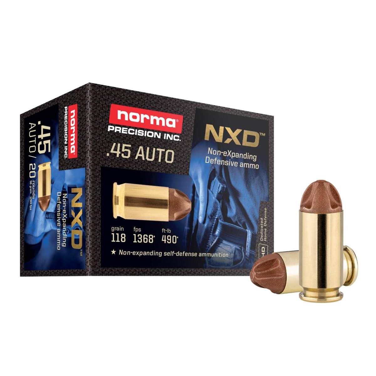 Norma NXD .45 Auto 118gr Handgun Ammunition 20 Rounds