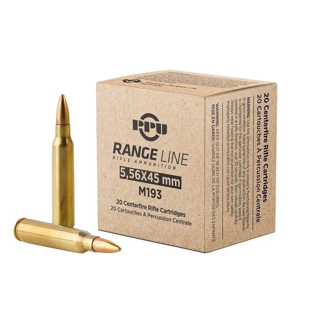 PPU RangeLine Rifle Ammunition 5.56X45 NATO 55gr FMJBT 3240 fps 1000/rd (50 boxes of 20ct)