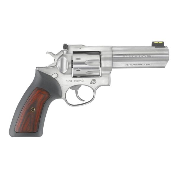 Ruger GP100 Handgun .357 Mag 7rd Capacity 4.2" Barrel Cushioned Rubber Grip with Hardwood Insert
