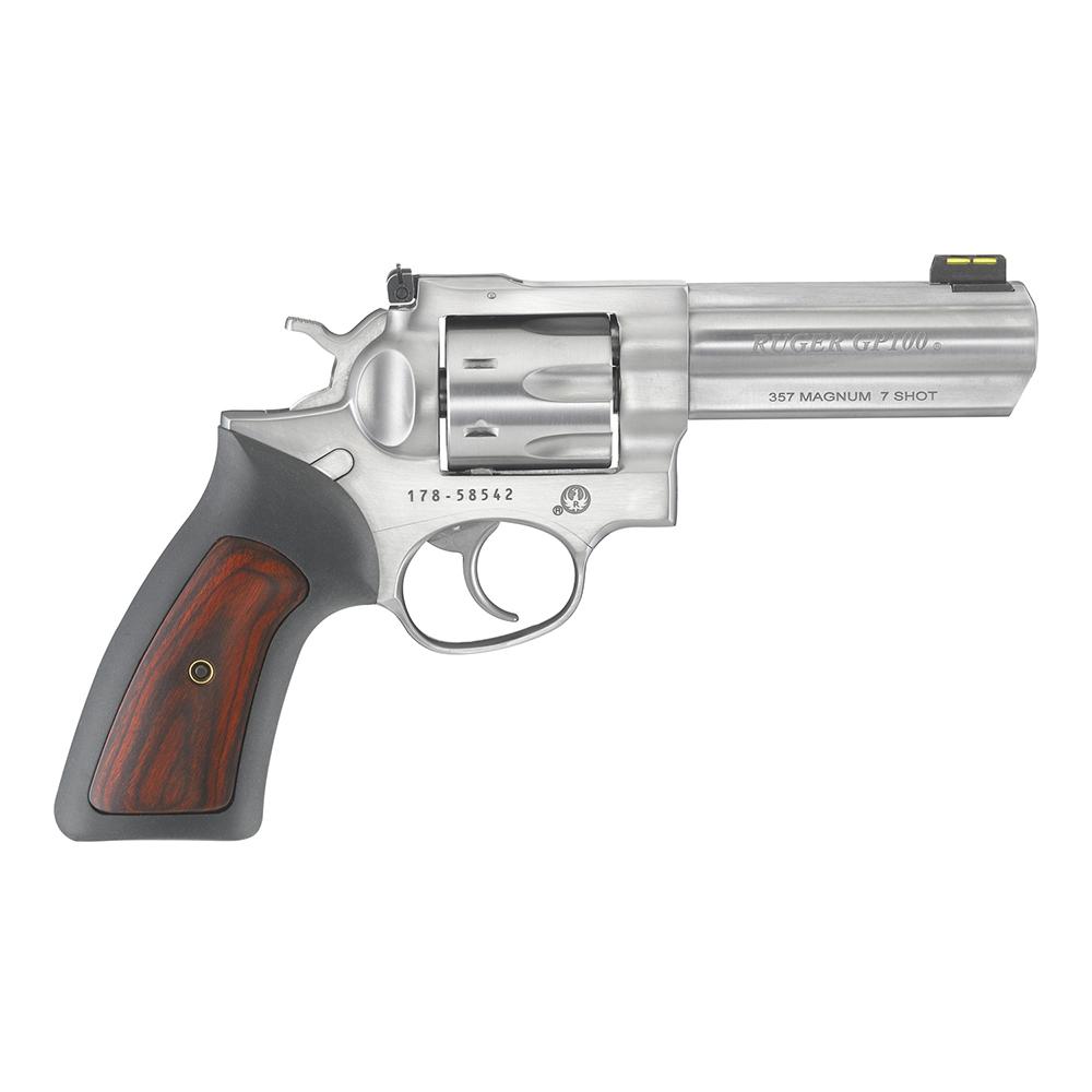 Ruger GP100 Handgun .357 Mag 7rd Capacity 4.2" Barrel Cushioned Rubber Grip with Hardwood Insert
