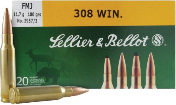 Sellier & Bellot .308 Win 180 gr FMJ Rifle Ammo - 20 Rounds
