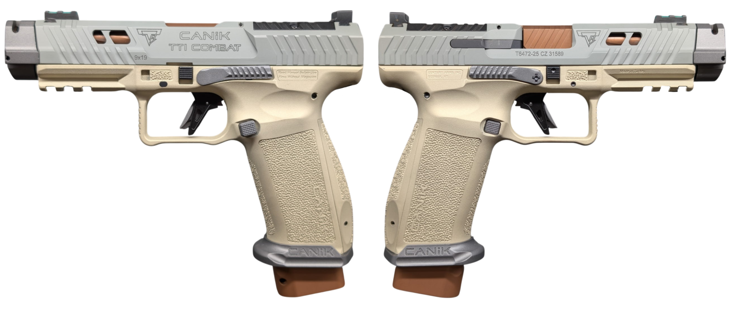 CANIK TTI COMBAT SUGA BEAR CHAMPAGNE/TUNGSTEN 9MM PISTOL 4.6" 2-18RD