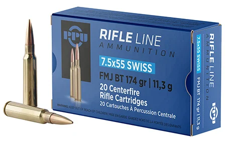 PPU 7.5x55 Swiss 174gr FMJ Ammunition - 20 Rounds