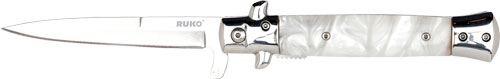 RUKO FOLDER SPRING ASSISTS 4" - WHITE PEARL ACRYLIC HANDLE