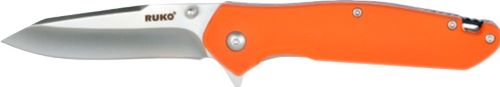 RUKO FOLDER TACTICAL KNIFE - 3.25" ORANGE HANDLE CLAMSHELL