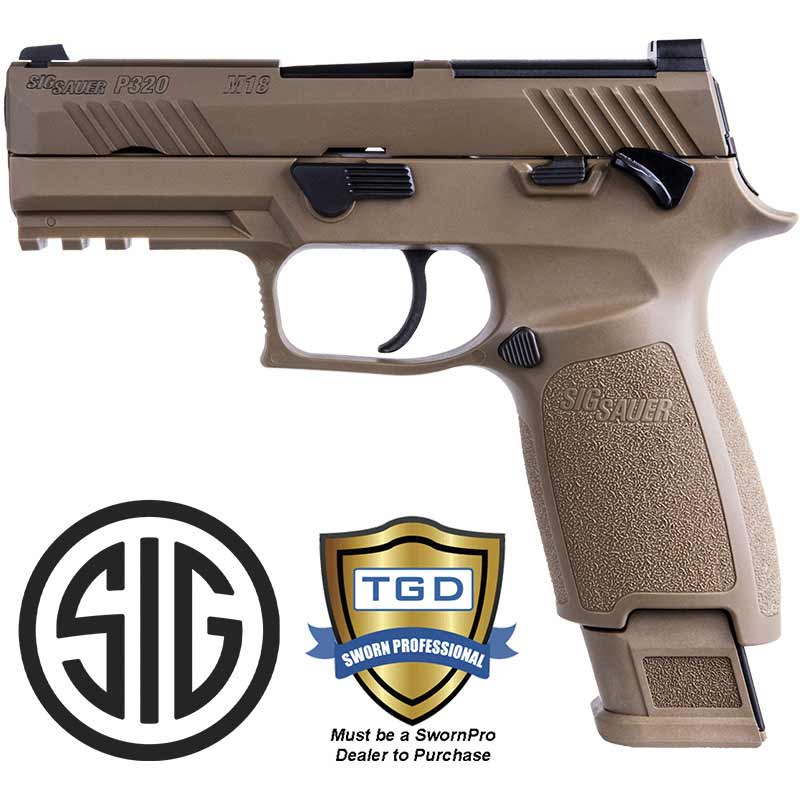 P320 M18 9MM 3.9 inch barrel 1-17 Round and 2-21Round Mags Coyote with Night Sig