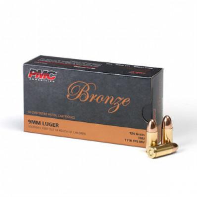 PMC Bronze 9mm Luger 124 gr FMJ Handgun Ammunition - 1000 Rounds