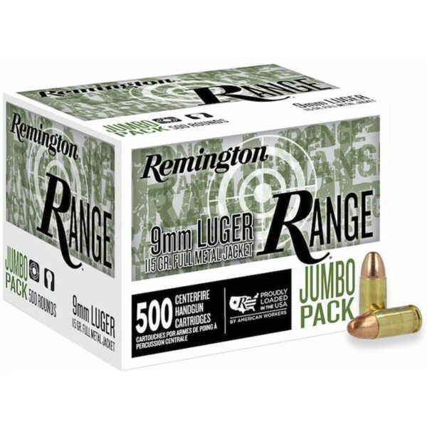 Remington Range 9mm Luger Ammo 115 gr FMJ 500 Rounds