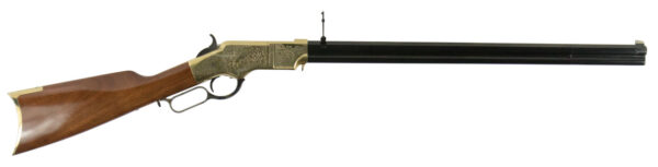 Taylors & Company 550296 1860 Brass Engraved 44-40 Win 13+1 24.25" Blued Octagon Barrel, Brass Engraved/ Brass Receiver, Walnut/ Synthetic Stock, Right Hand