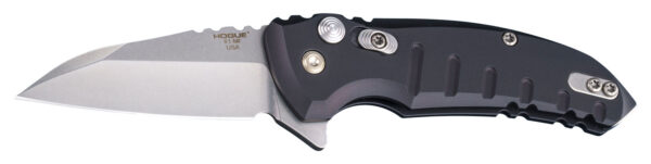 Hogue 24160 X1 MicroFlip 2.75" Folding Wharncliffe Plain Tumble Polish Tumble Polish CPM 154 SS Blade/Matte Black Anodized Aluminum Handle Includes Pocket Clip