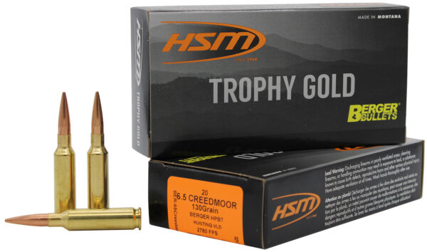 HSM 65CRD130VLD Trophy Gold Extended Range 6.5 Creedmoor 130 gr Berger Hunting VLD Match 20 Per Box/ 25 Case