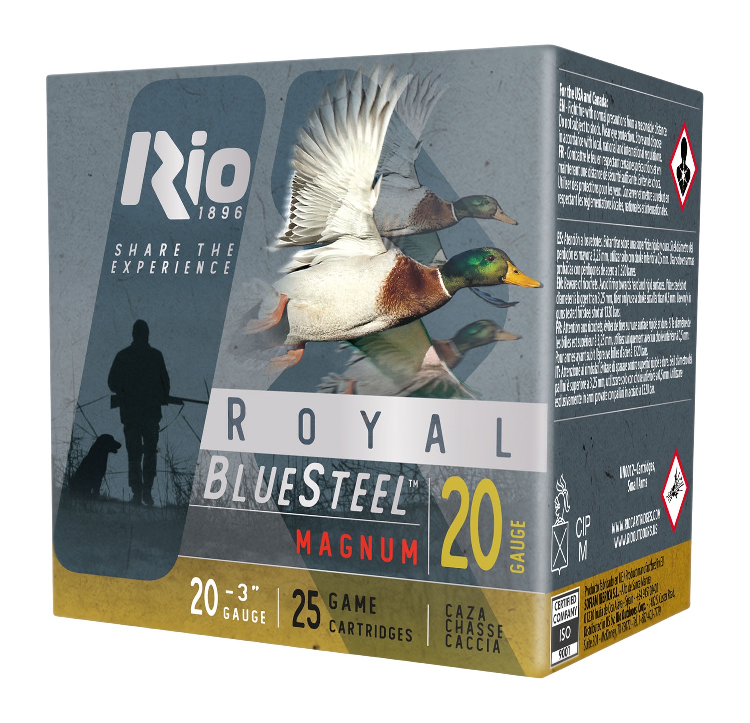 Rio Ammunition RBSM202 BlueSteel Royal 20Gauge 3" 1oz 2Shot 25 Per Box/10 Case