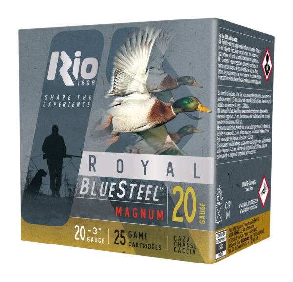 Rio Ammunition RBSM204 BlueSteel Royal 20Gauge 3" 1oz 4Shot 25 Per Box/10 Case