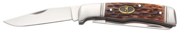 Browning 3220012 Joint Venture  2.88" Folding Drop Point/Spey Point Plain 8Cr13MoV SS Blade Brown Jigged Bone Handle