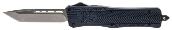 CobraTec Knives MNYCTK1MTNS CTK-1  Medium 3" OTF Tanto Plain D2 Steel Blade/NYPD Blue Aluminum Handle Features Glass Breaker Includes Pocket Clip