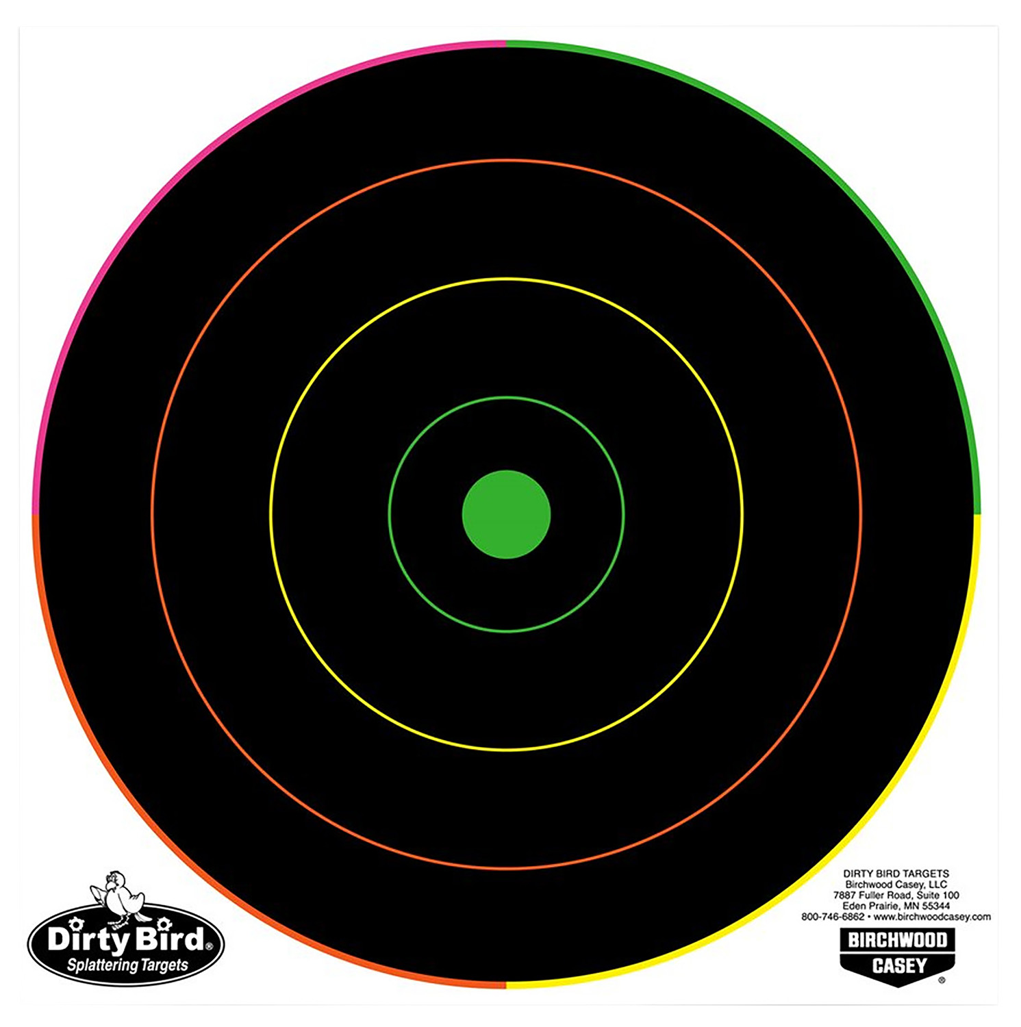 Birchwood Casey 35820 Dirty Bird  8" Bullseye Tagboard Hanging Pistol/Rifle Black/Green 20 Per Pkg