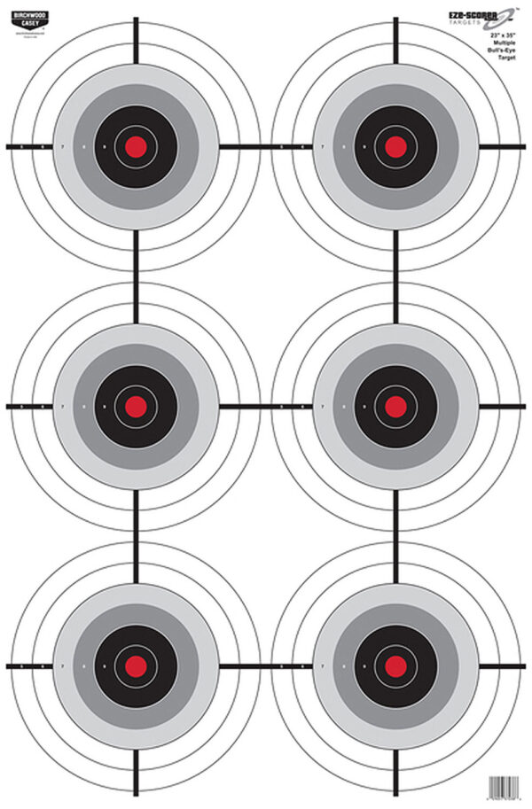 Birchwood Casey 37038 EZE-Scorer  6-Bullseye Paper Target 23" x 35" 100 Per Pack