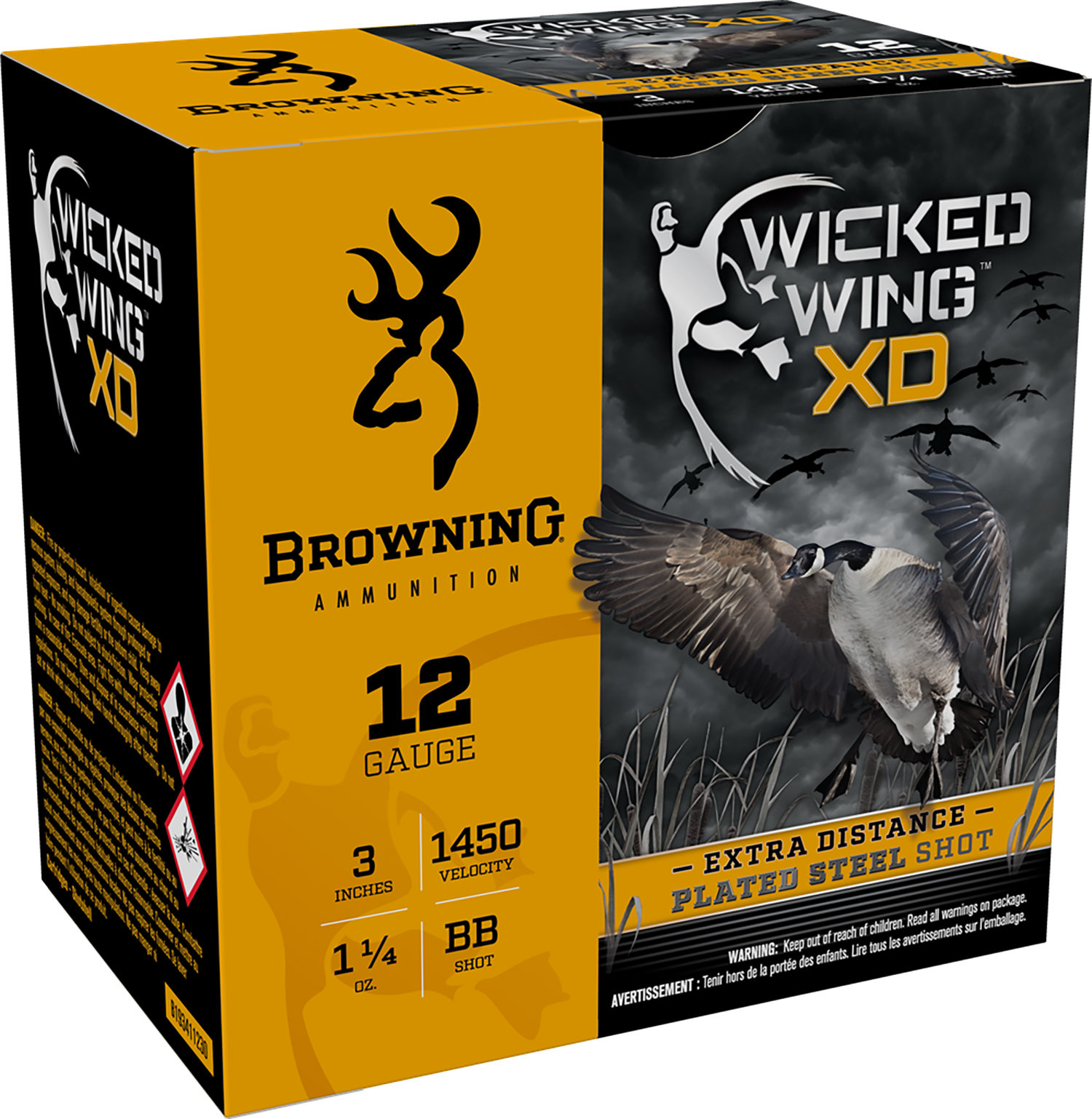 Browning Ammo B193411230 Wicked Wing XD  12Gauge 3" 1 1/4oz BBShot 25 Per Box/10 Case