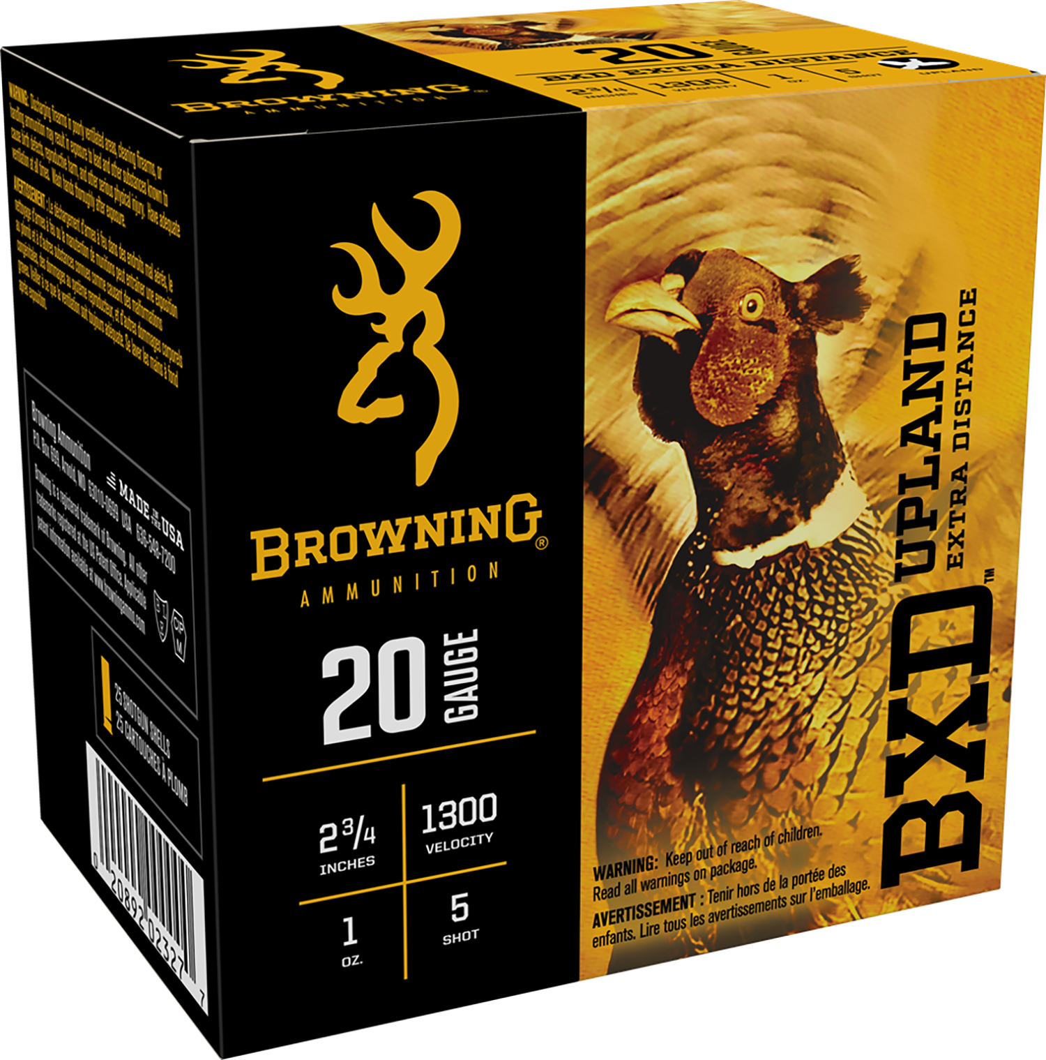 Browning Ammo B193512025 BXD Upland 20Gauge 2.75" 1oz 5Shot 25 Per Box/10 Case