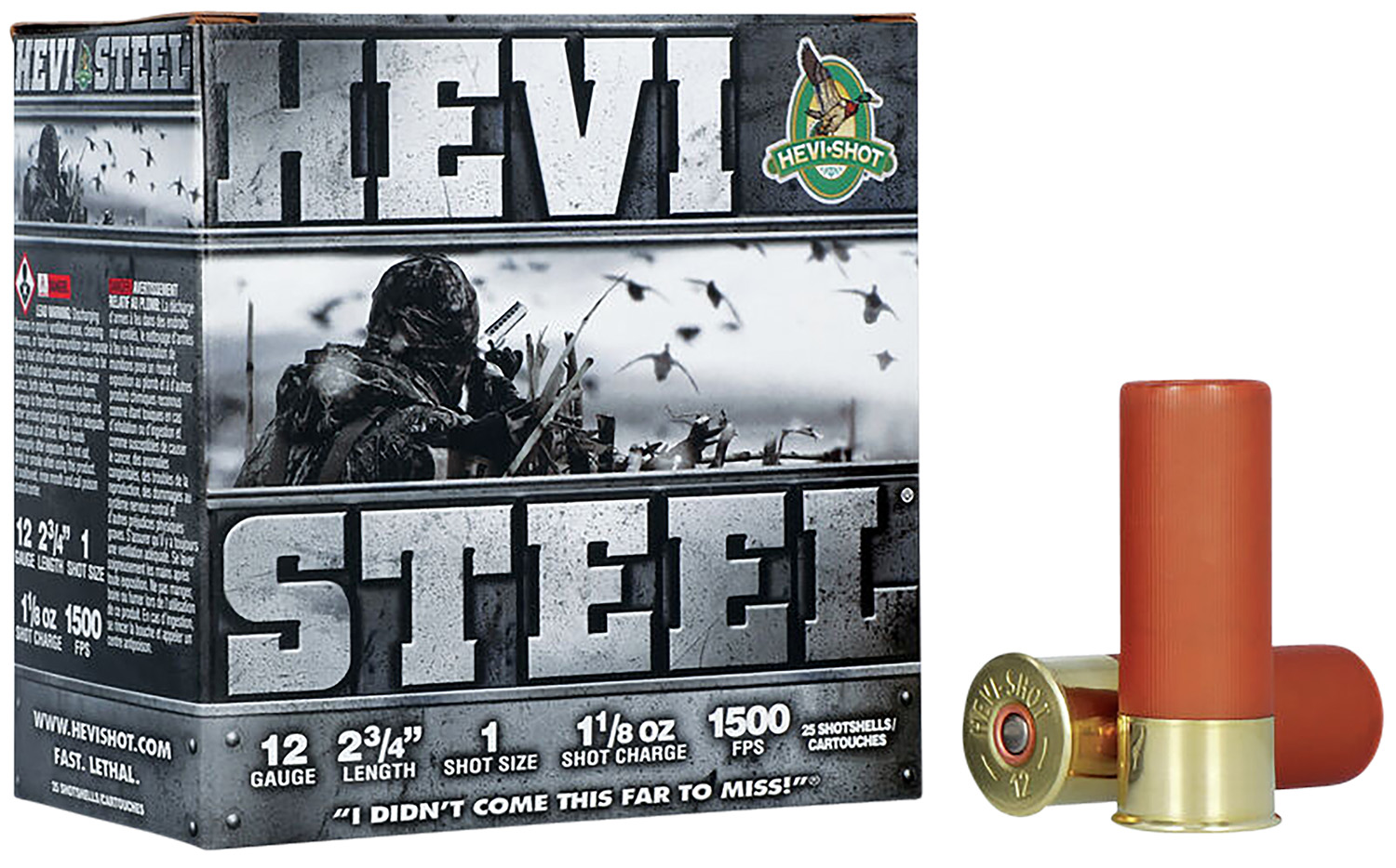 HEVI-Shot HS61221 HEVI-Steel  12Gauge 2.75" 1 1/8oz 1Shot 25 Per Box/10 Case