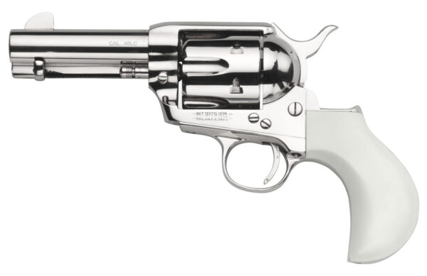 Taylors & Company 200072 1873 Cattleman 45 Colt (LC) Caliber with 3.50" Barrel, 6rd Capacity Cylinder, Overall Nickel-Plated Finish Steel  & Ivory Birdshead Synthetic Grip