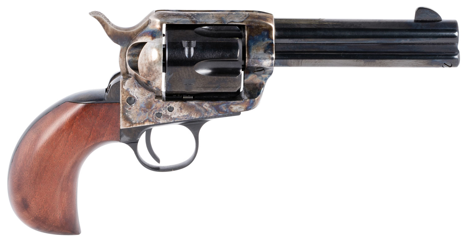 Taylors & Company 200069 1873 Cattleman 357 Mag Caliber with 4.75" Blued Finish Barrel, 6rd Capacity Blued Finish Cylinder, Color Case Hardened Finish Steel Frame & Birdshead Walnut Grip