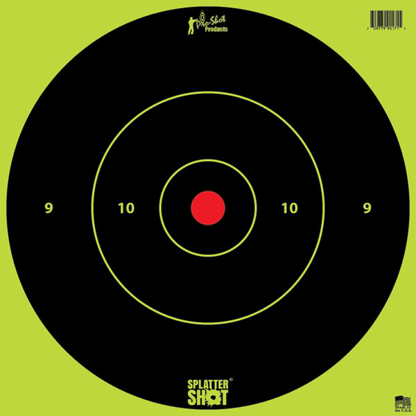 Pro-Shot 12BGREENTG12PK SplatterShot  12" Bullseye Hanging Heavy Paper Black/Red Impact Enhancement Yes White 12 PK