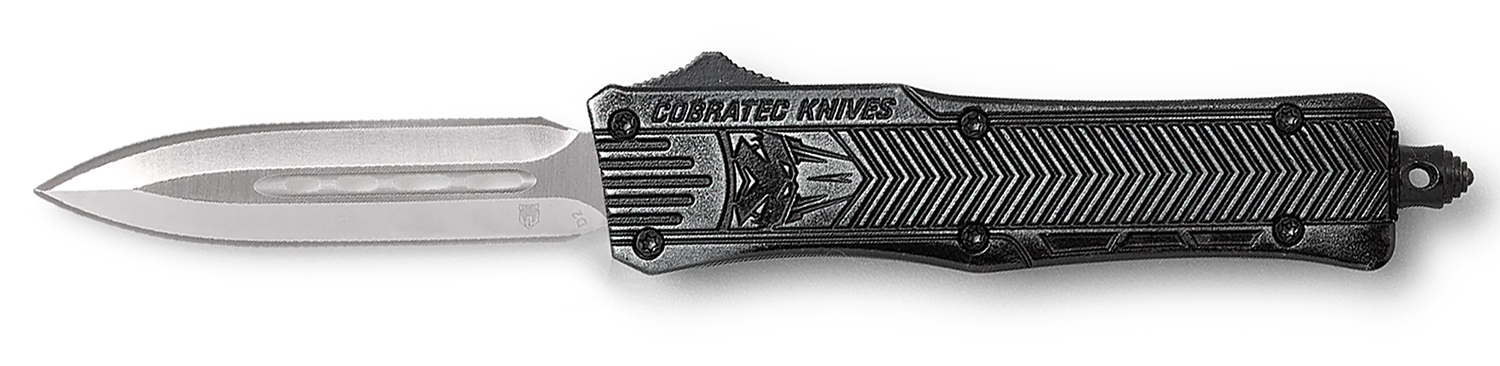 CobraTec Knives SSWCTK1SDAGNS CTK-1  Small 2.75" OTF Dagger Plain D2 Steel Blade/Stonewashed Aluminum Handle Features Glass Breaker Includes Pocket Clip