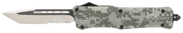 CobraTec Knives LADCCTK1LTS CTK-1  Large 3.75" OTF Tanto Part Serrated D2 Steel Blade/Army DigiCamo Aluminum Handle Features Glass Breaker Includes Pocket Clip