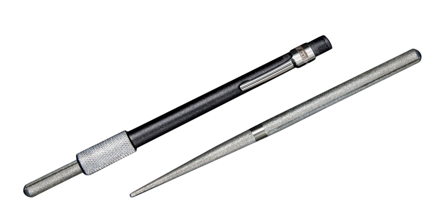AccuSharp 030C Rod Sharpener Hand Held Diamond Sharpener Black Overmolded Rubber Handle Steel