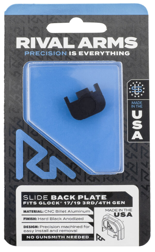 Rival Arms RA43G001A Slide Back Cover Plate  Double Stack Black Anodized Aluminum for Glock 17/19 Gen3-4