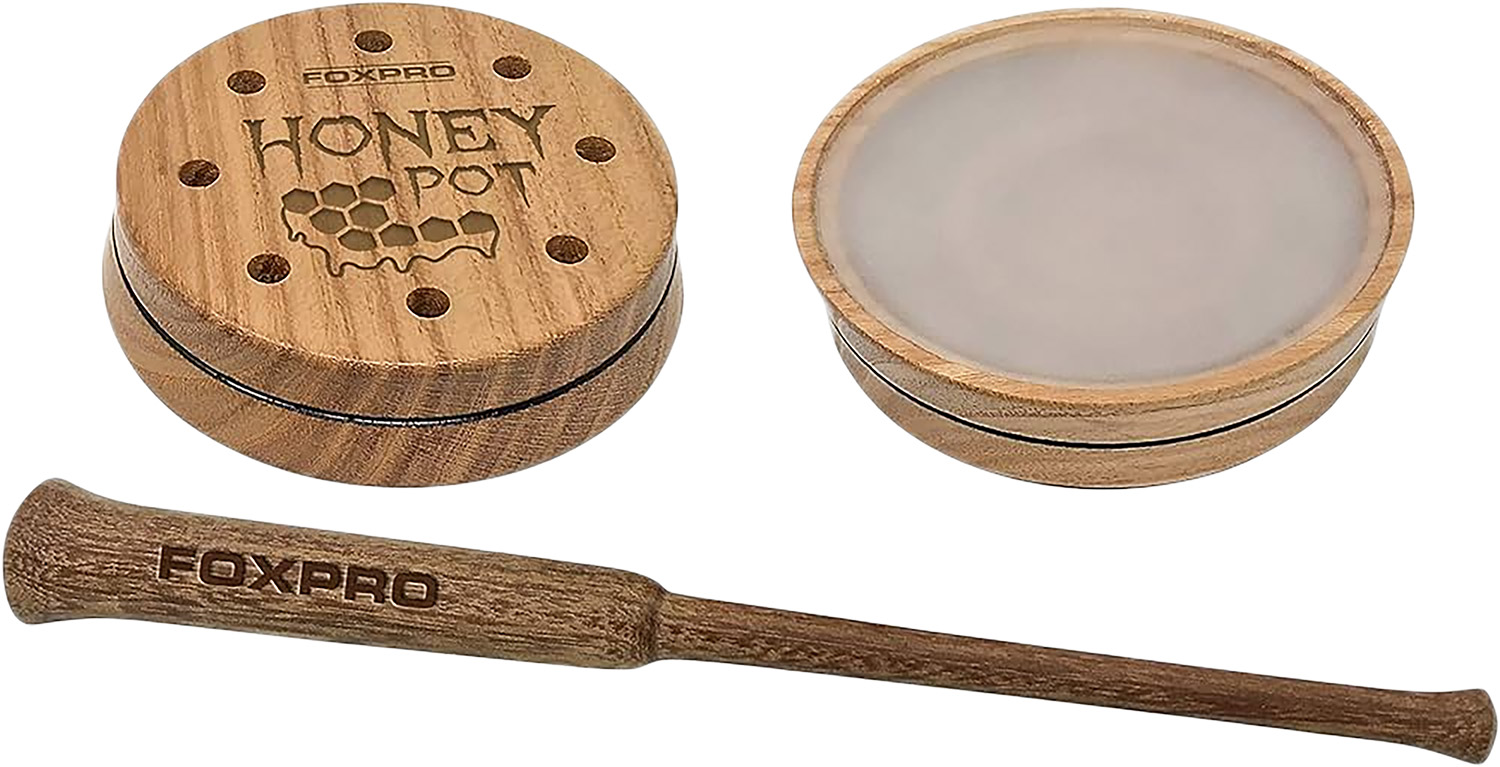 Foxpro HPCRYSTAL Honey Pot  Friction Call Turkey Sounds Attracts Turkeys Natural Honey Locust Wood/Crystal