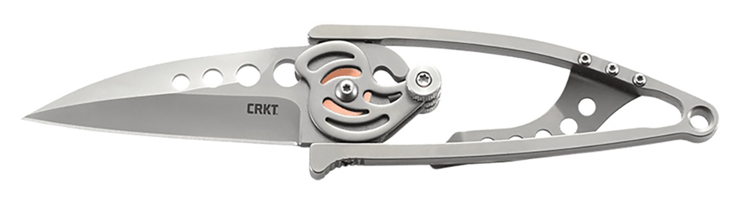 CRKT 5102N Snap Lock  2.55" Folding Drop Point Plain Bead Blasted 420J2 SS Blade/Stainless Steel Handle Features Money Clip Includes Pocket Clip