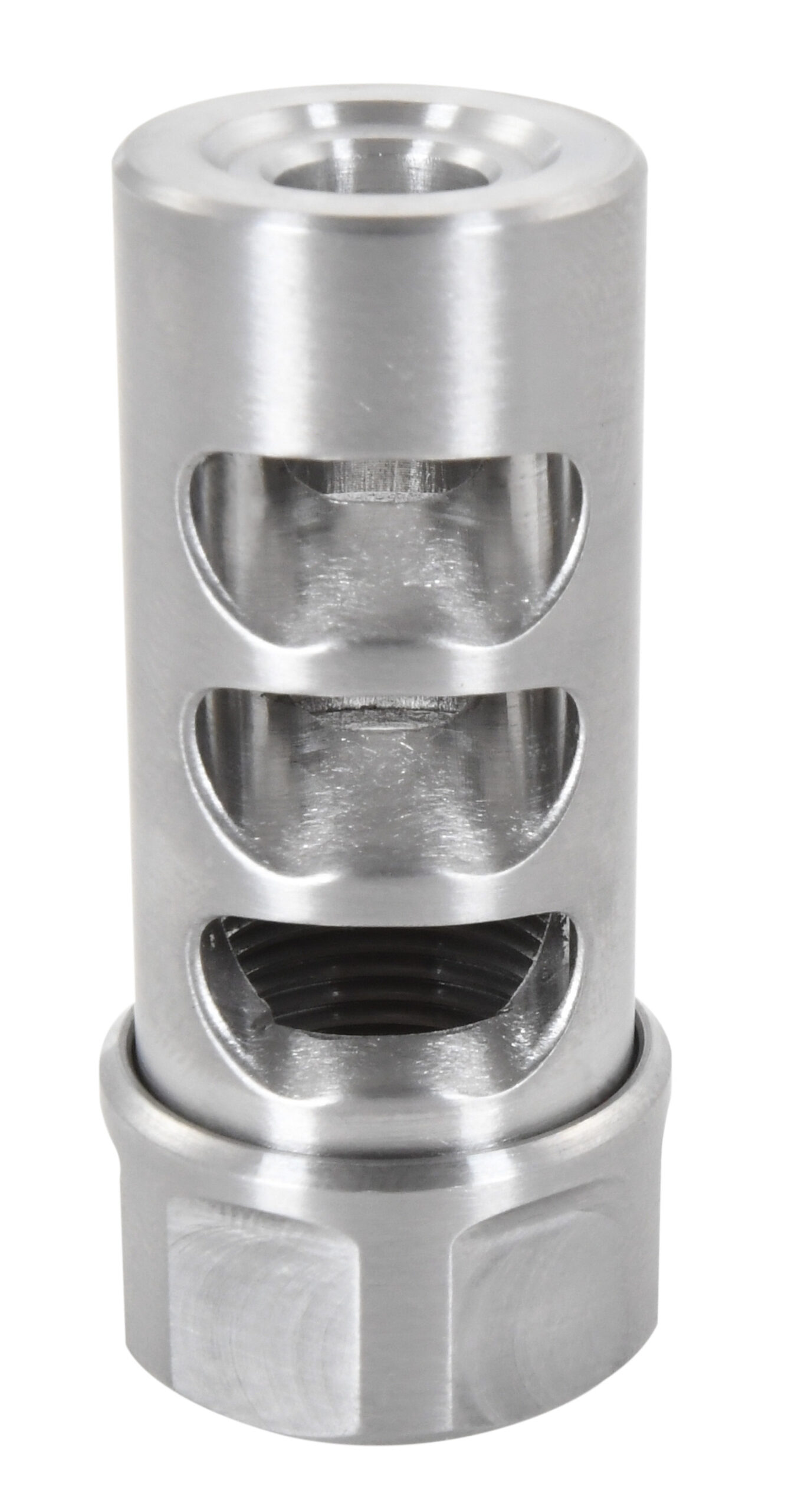 American Precision Arms G2M1230S Gen 2 Micro Bastard Self Timing Brake Stainless Steel with 1/2"-28 tpi Threads, 1.86" OAL & .750" Diameter for 30 Cal AR-Platform & Hunting Rifles