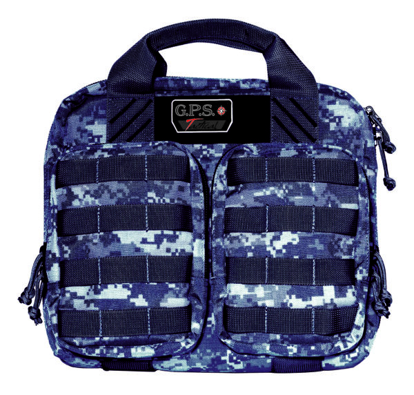 GPS Bags T1413PCG Double +2 Tactical Gray Digital 1000D Nylon Teflon Coating with Visual ID Storage System, Lockable YKK Zippers, MOLLE Webbing & Ammo Storage Pockets Holds UP To 4 Handguns