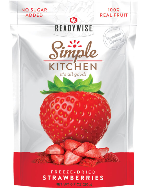 ReadyWise SK05006 Simple Kitchen Freeze Dried Fruit Strawberry 1 Serving Pouch 6 Per Case