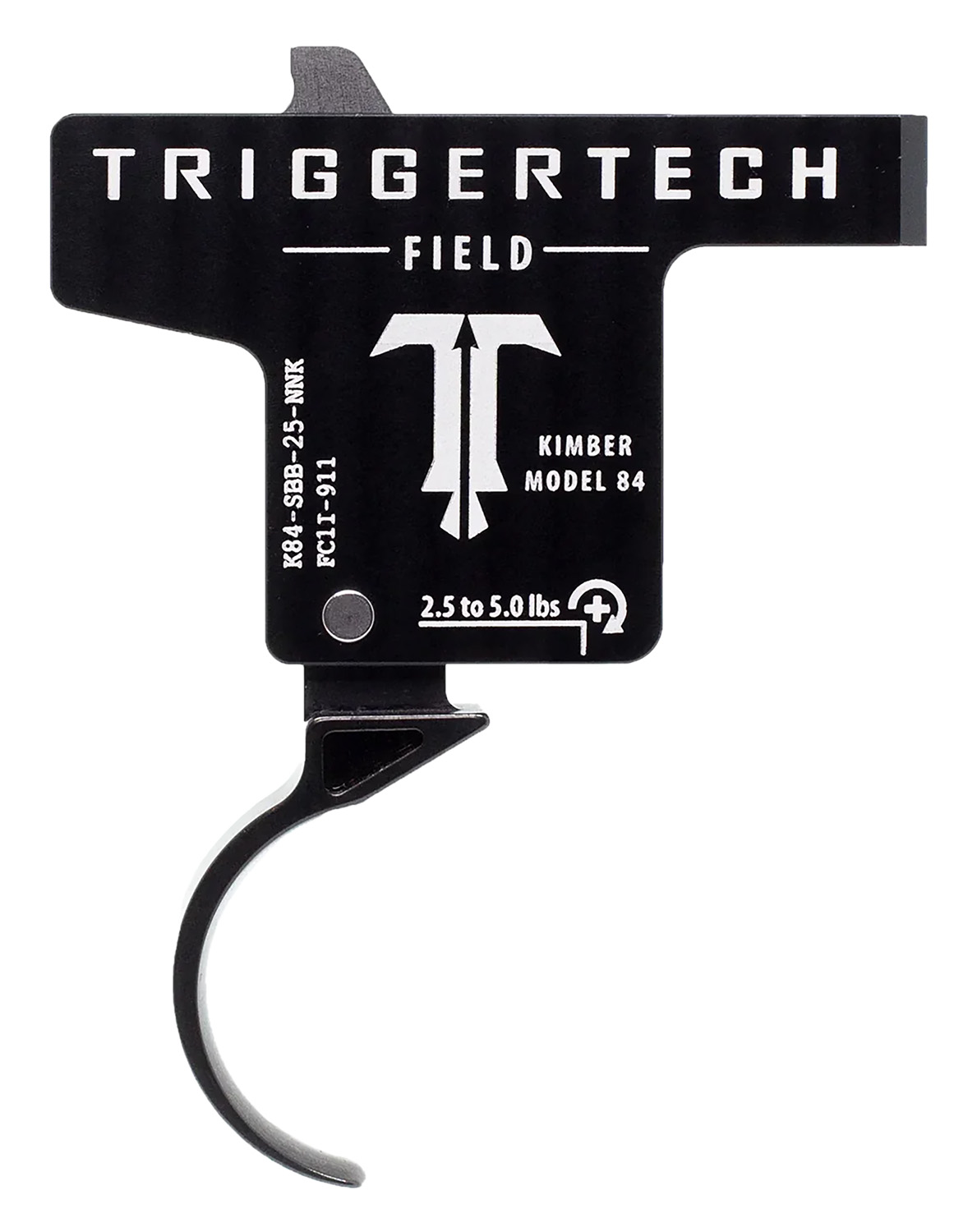 TriggerTech K84SBB25NNK Field Single-Stage Curved Trigger with 2.50-5 lbs Draw Weight & Black PVD Finish for Kimber M84
