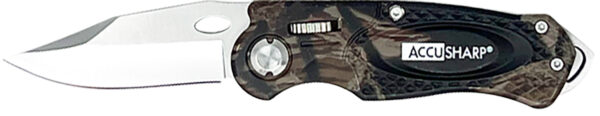 AccuSharp 704C Sport  3" Folding Plain Stainless Steel Blade/Camo Anodized Aluminum Handle Includes Belt Clip
