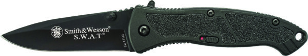 Smith & Wesson Knives SWATMBCP S.W.A.T.  3.20" Folding Plain Black 4034 SS Blade Black Aluminum Handle Includes Pocket Clip