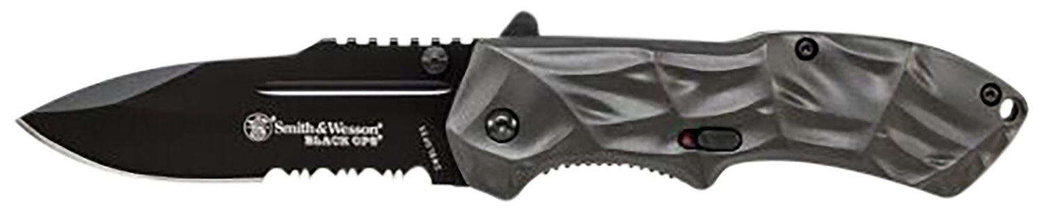 Smith & Wesson Knives SWBLOP3CP Black Ops  3.40" Folding Tanto Plain 4034 SS Blade Aluminum Handle Includes Pocket Clip