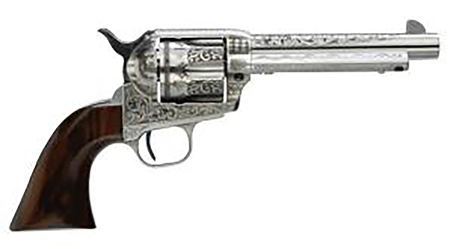 Taylors & Company 555160 1873 Cattleman Uberti 45 Colt (Long Colt) 6 Shot 4.75" White Engraved Round Barrel, Cylinder & Steel Frame, Black Polymer Navy Grip, Exposed Hammer