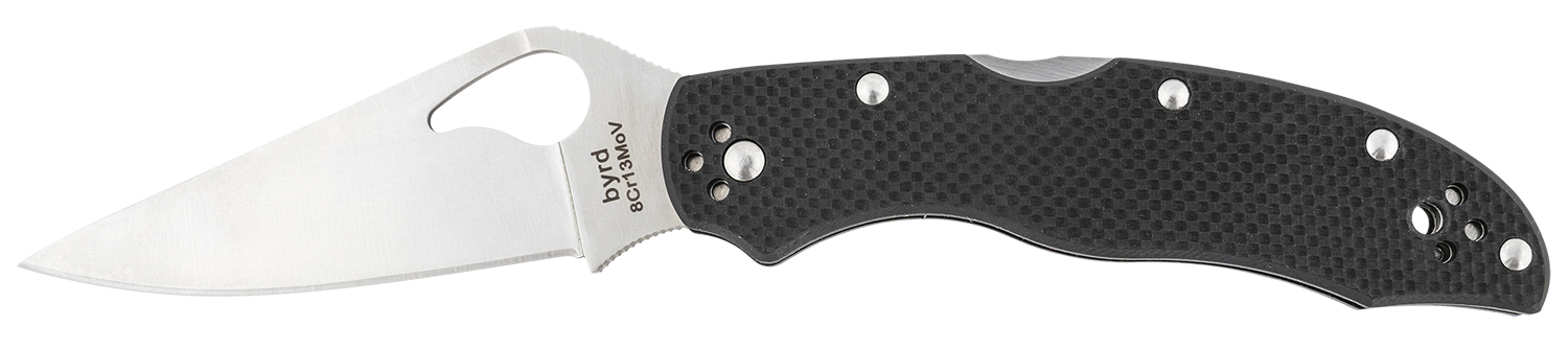Spyderco BY01GP2 Byrd Harrier 2 3.39" Folding Clip Point Plain 8Cr13MoV SS Blade Black  Textured G10 Handle Includes Pocket Clip