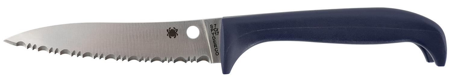 Spyderco K20SPR Counter Puppy  3.48" Fixed Serrated 7Cr17MoV SS Blade Purple Plastic Handle