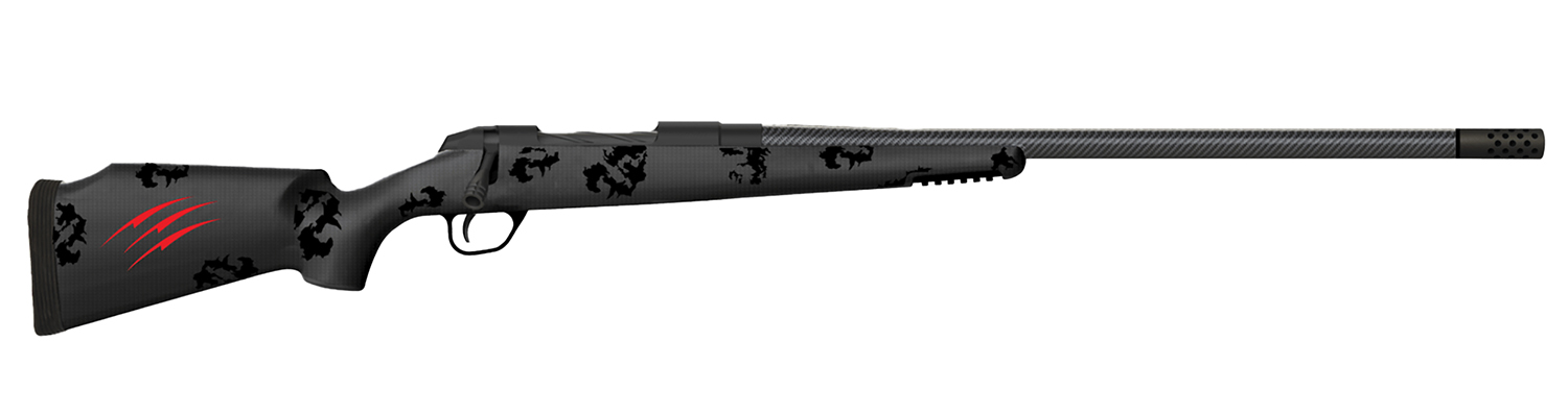 Fierce Firearms FCTRG300PRC24BBO CT Rage  300 PRC Caliber with 3+1 Capacity, 24" Carbon Fiber Barrel, Black Cerakote Metal Finish & Blackout Camo Fixed Fierce Tech C3 Stock, Right Hand (Full Size)