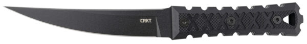 CRKT 2927 HZ6  6.50" Fixed Plain Black Matte Baked-On Anti Rust SK-5 Steel Blade/Black w/Carved X's G10 Handle Includes Sheath