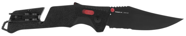 S.O.G SOG11120241 Trident AT 3.70" Folding Clip Point Part Serrated Black TiNi Cryo D2 Steel Blade/Black w/Red Accents GRN Handle Features Line Cutter/Glass Breaker