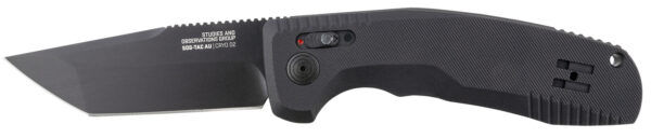 S.O.G SOG15380357 SOG-TAC Auto 3.43" Folding Tanto Plain Black TiNi Cryo D2 Steel Blade Black Micro-Textured Anodized Aluminum Handle Includes Pocket Clip