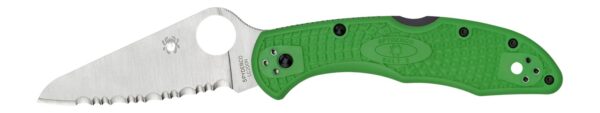 Spyderco  Salt 2  3" Folding Clip Point Serrated H1 Steel Blade Green Bi-Directional Texturing FRN Handle Includes Pocket Clip