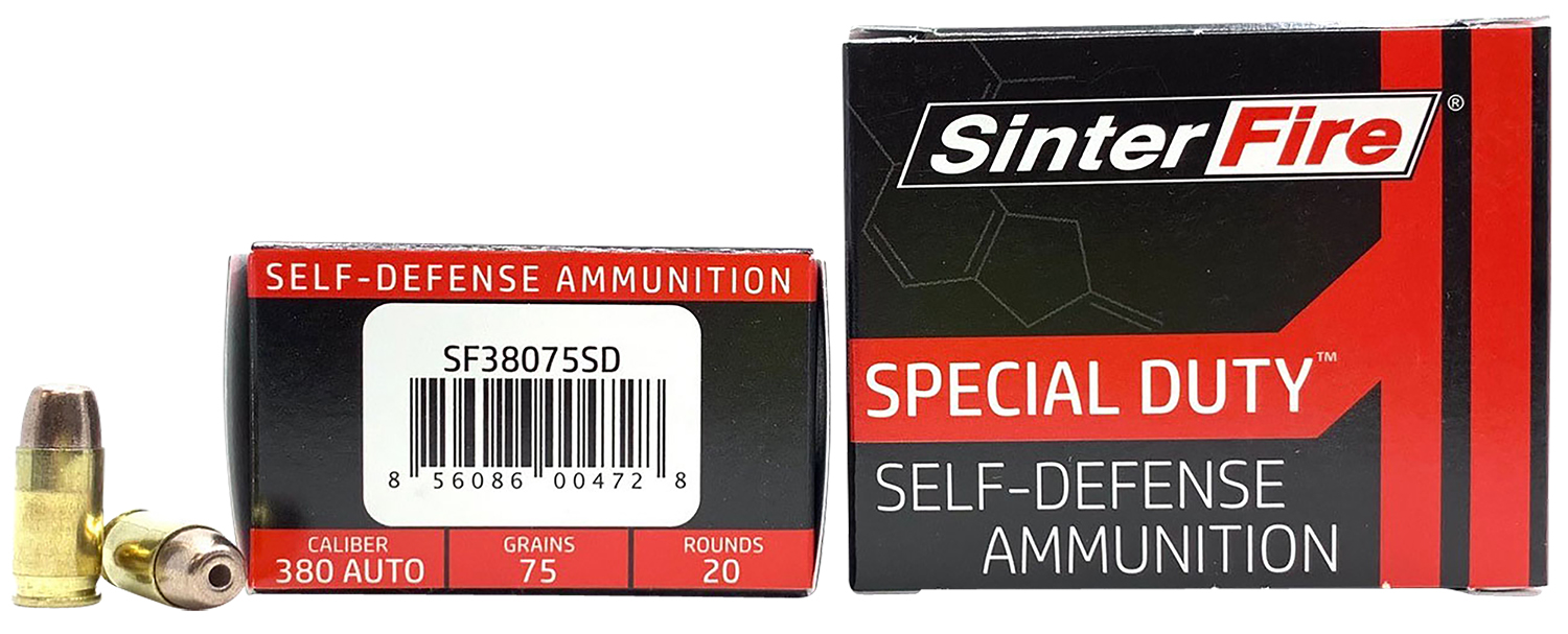 SinterFire Special Duty (SD) .380 ACP 75gr Lead-Free Frangible Hollow Point Ammunition – 20 Rounds